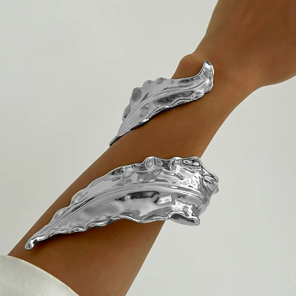 Leaf Geometry Open Bangle