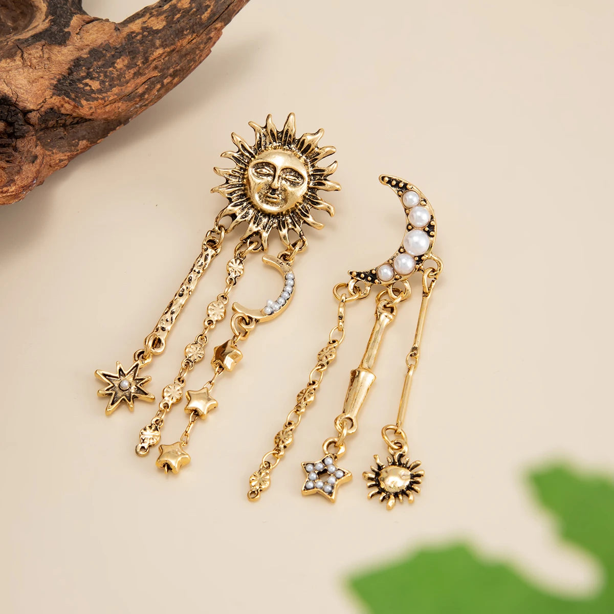 Exquisite Imitation Pearl Moon Star Drop Earrings