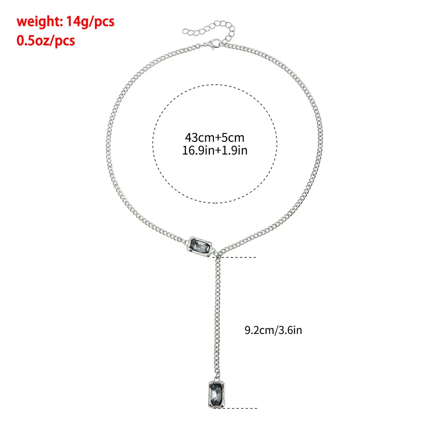 Geometric Square Diamond Y-shaped Necklace