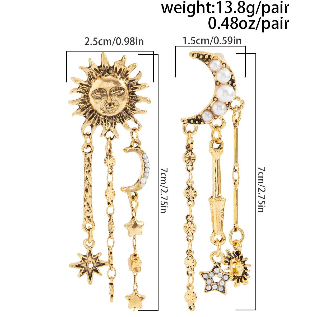 Exquisite Imitation Pearl Moon Star Drop Earrings
