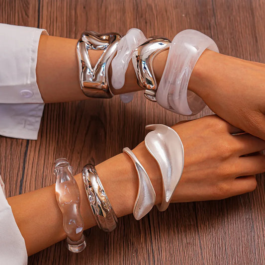 Geometric Resin Open Bangle