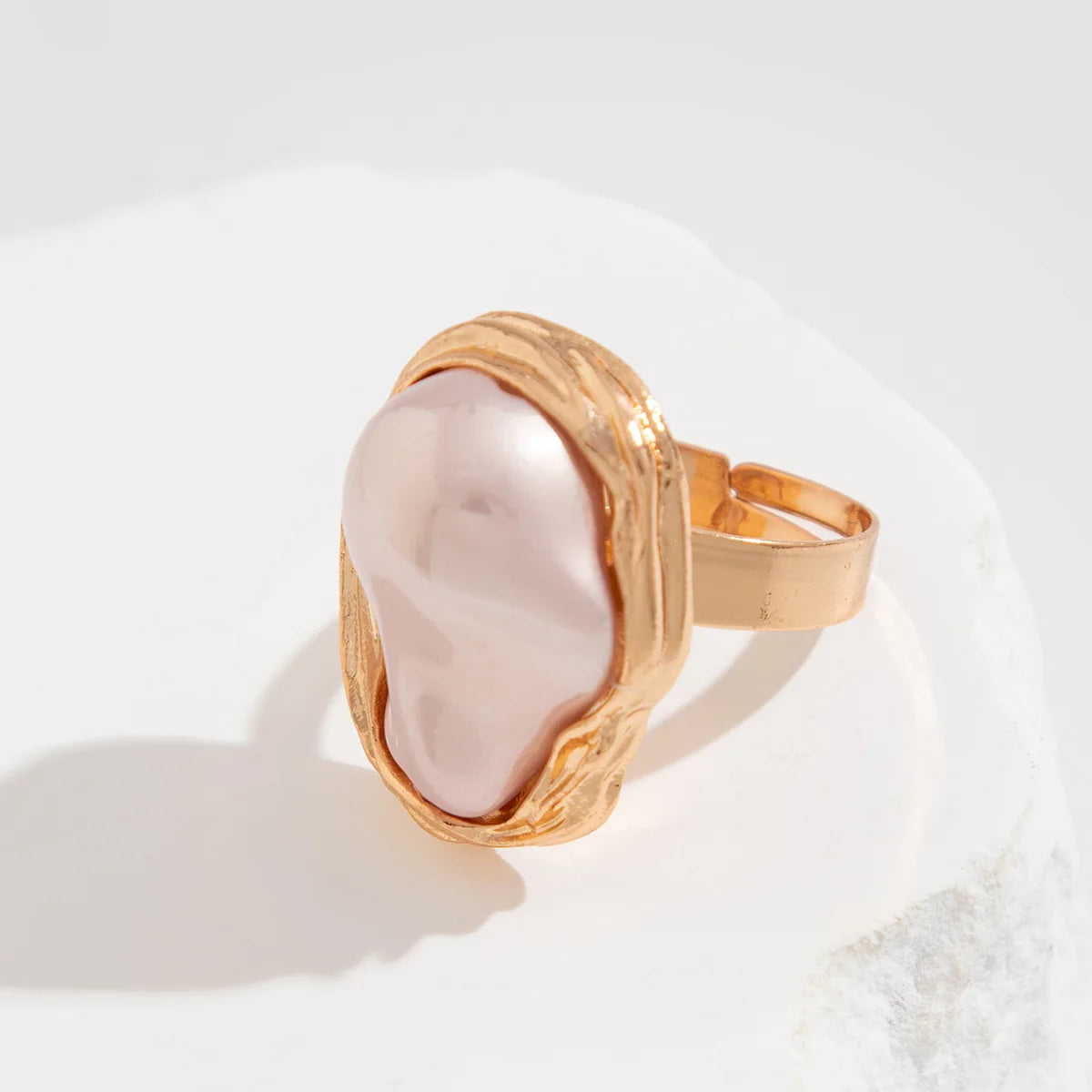 Baroque Pearl Adjustable Gold Ring