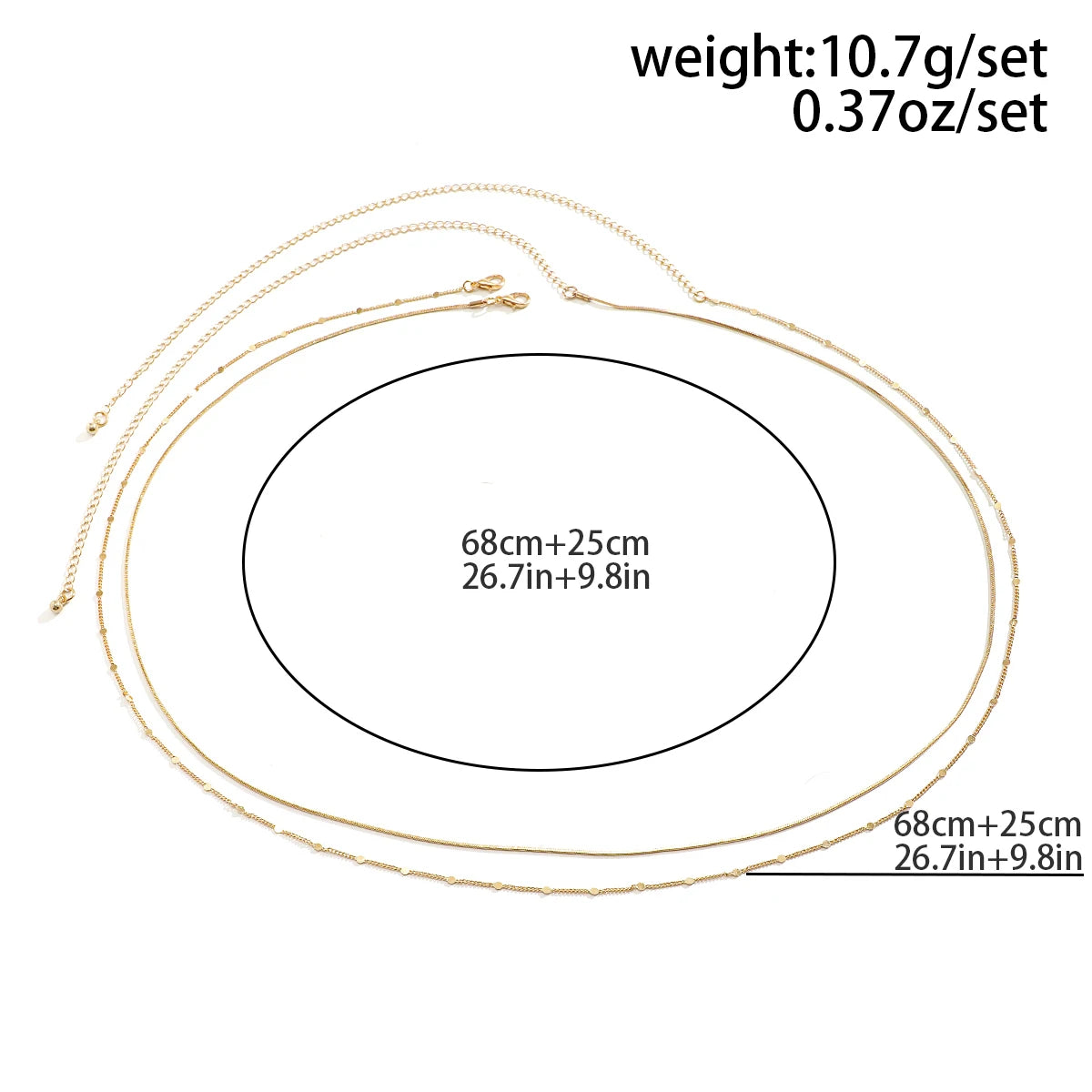 2Pcs/Set Simple Boho Smooth  Chain Waist Belt