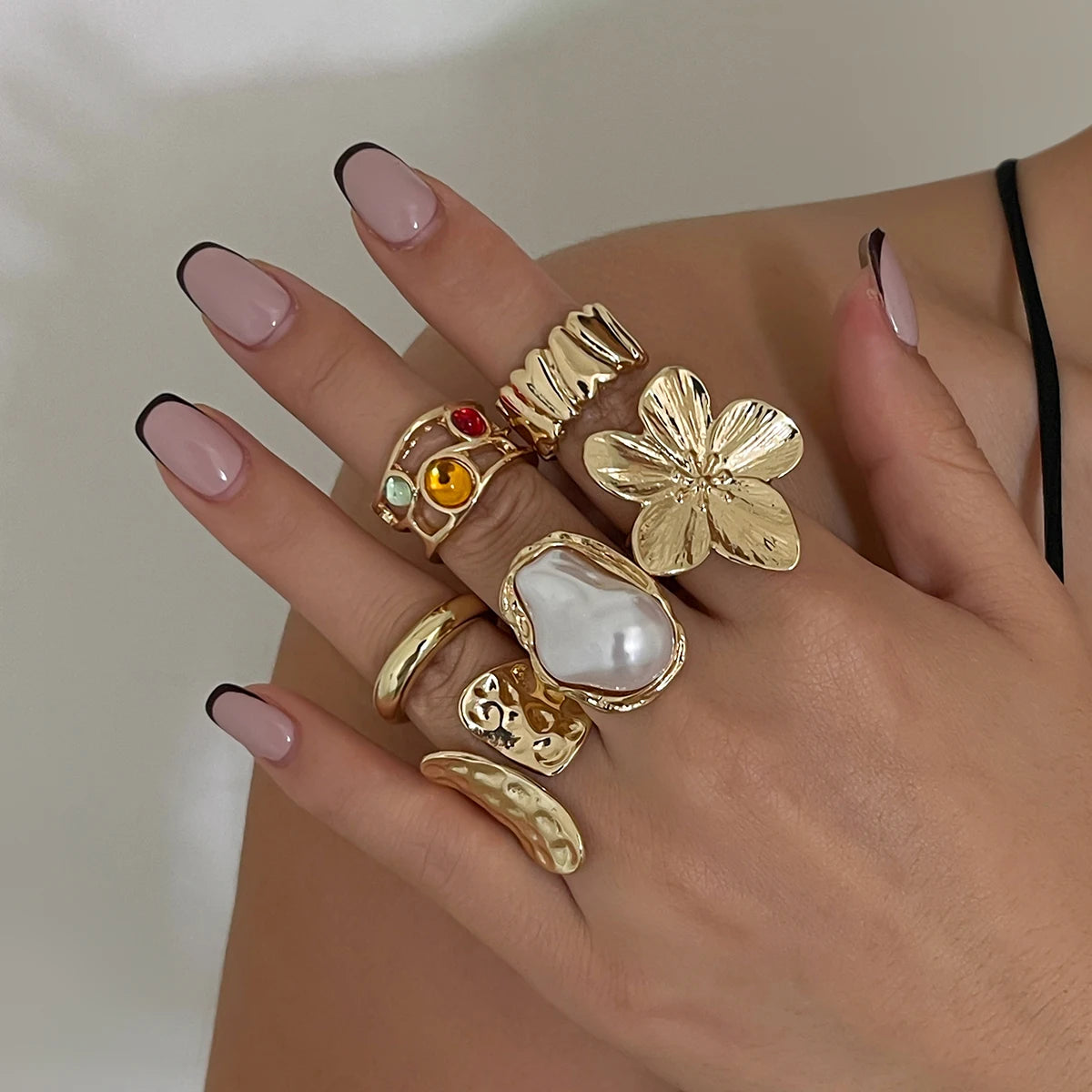 Baroque Flower Statement Rings