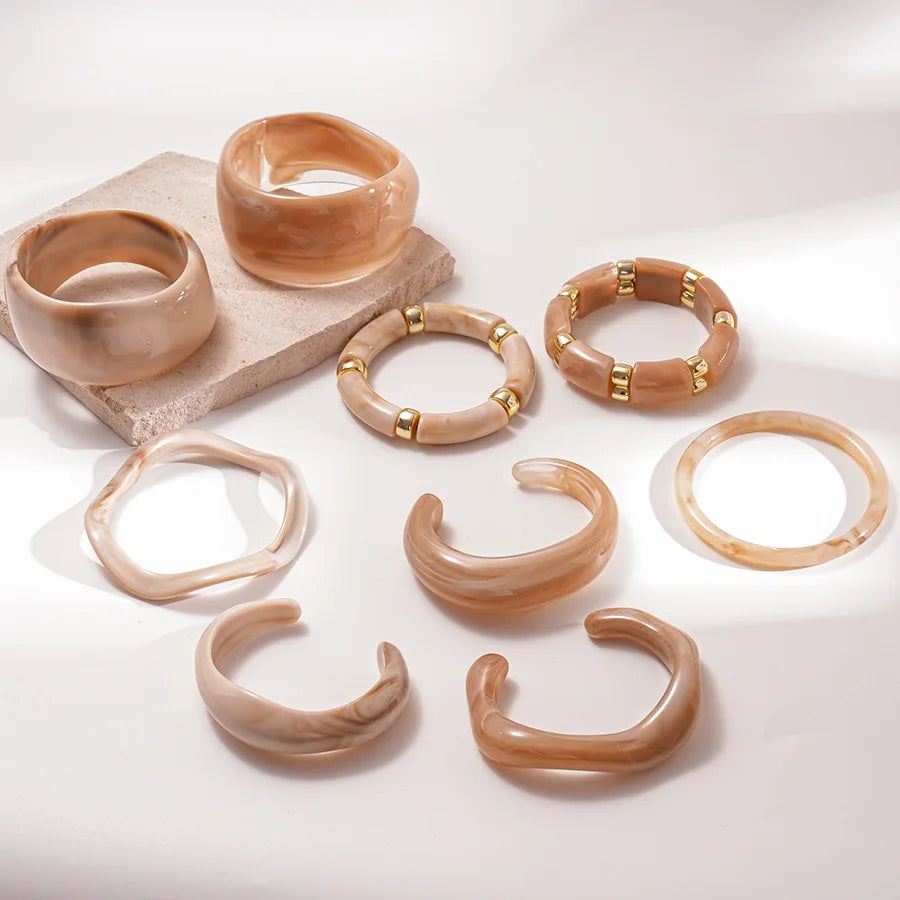 Beige Resin Cuff Bangle