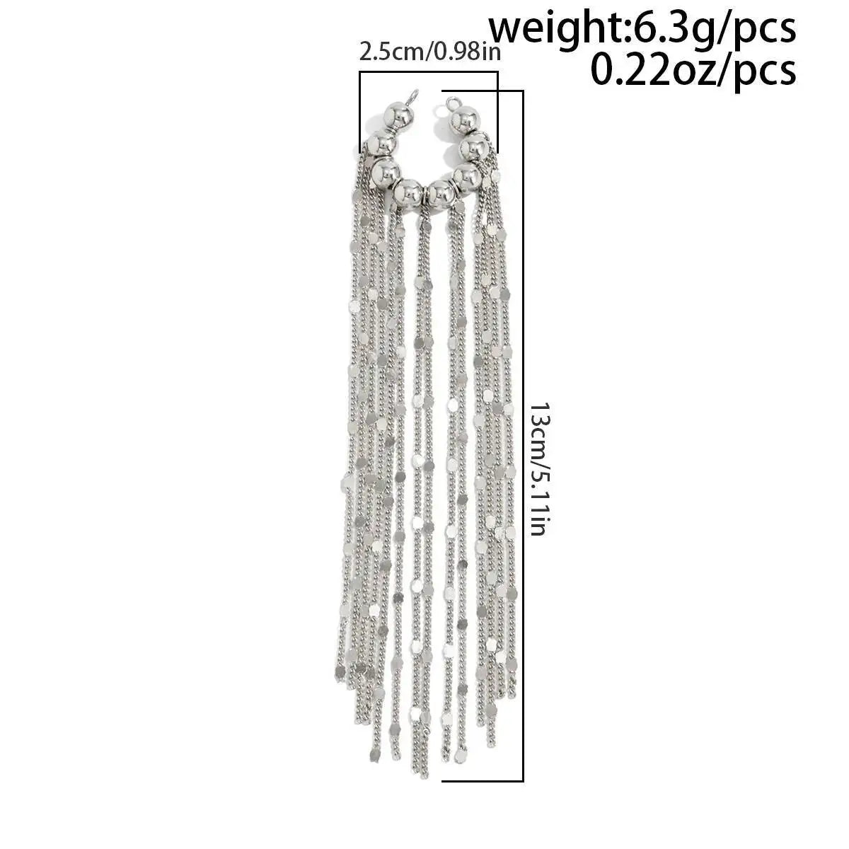 Unique Long Tassel Metal No Piercing Ear Clip Earrings