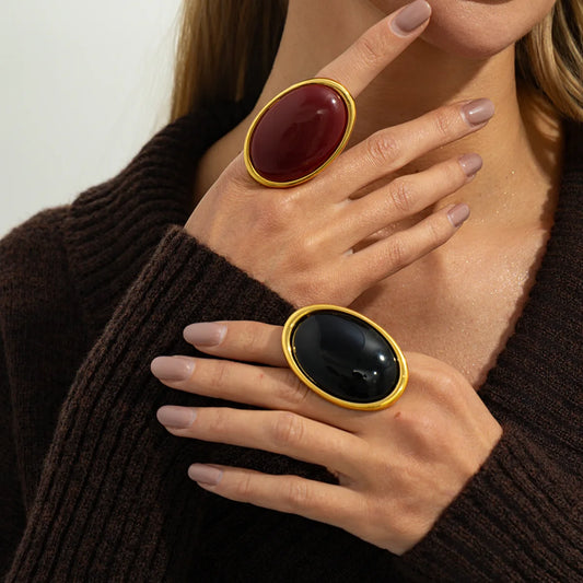 Adjustable Classic Simple Geometry  Oval Resin Finger Ring