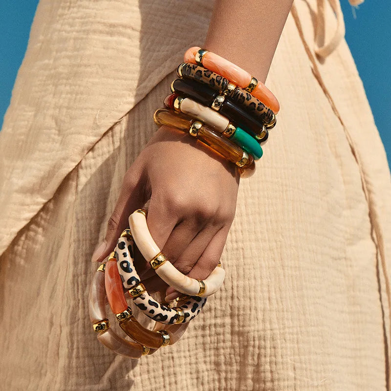 Multicolor Bamboo Bead Bracelet