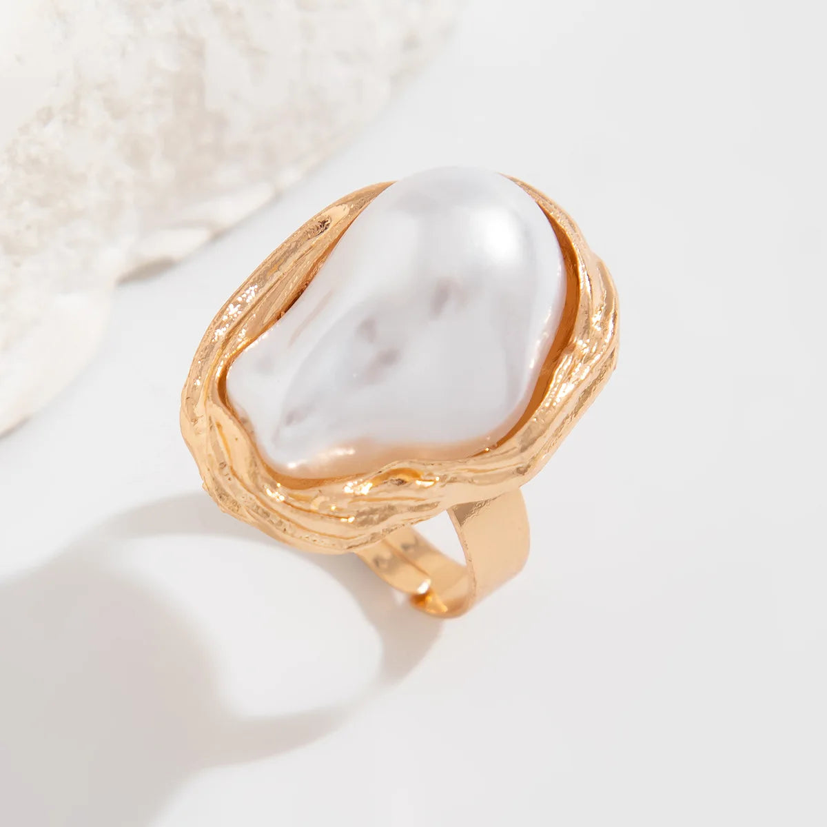 Baroque Pearl Adjustable Gold Ring