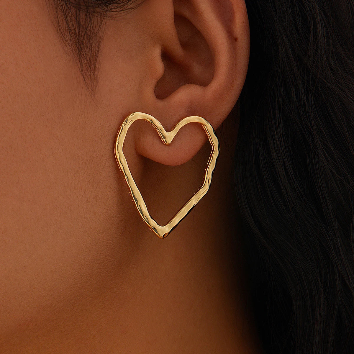 Hollow Heart Stud Earrings