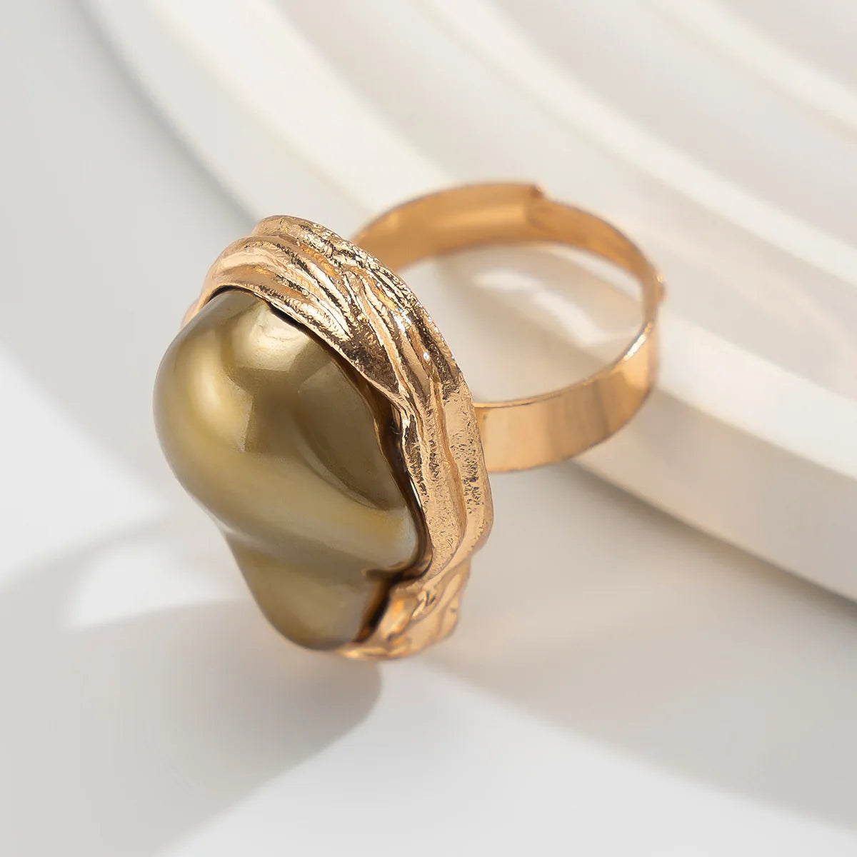 Baroque Pearl Adjustable Gold Ring
