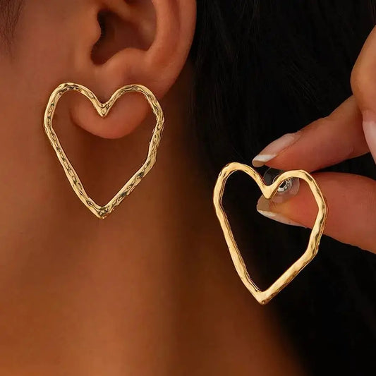 Hollow Heart Stud Earrings
