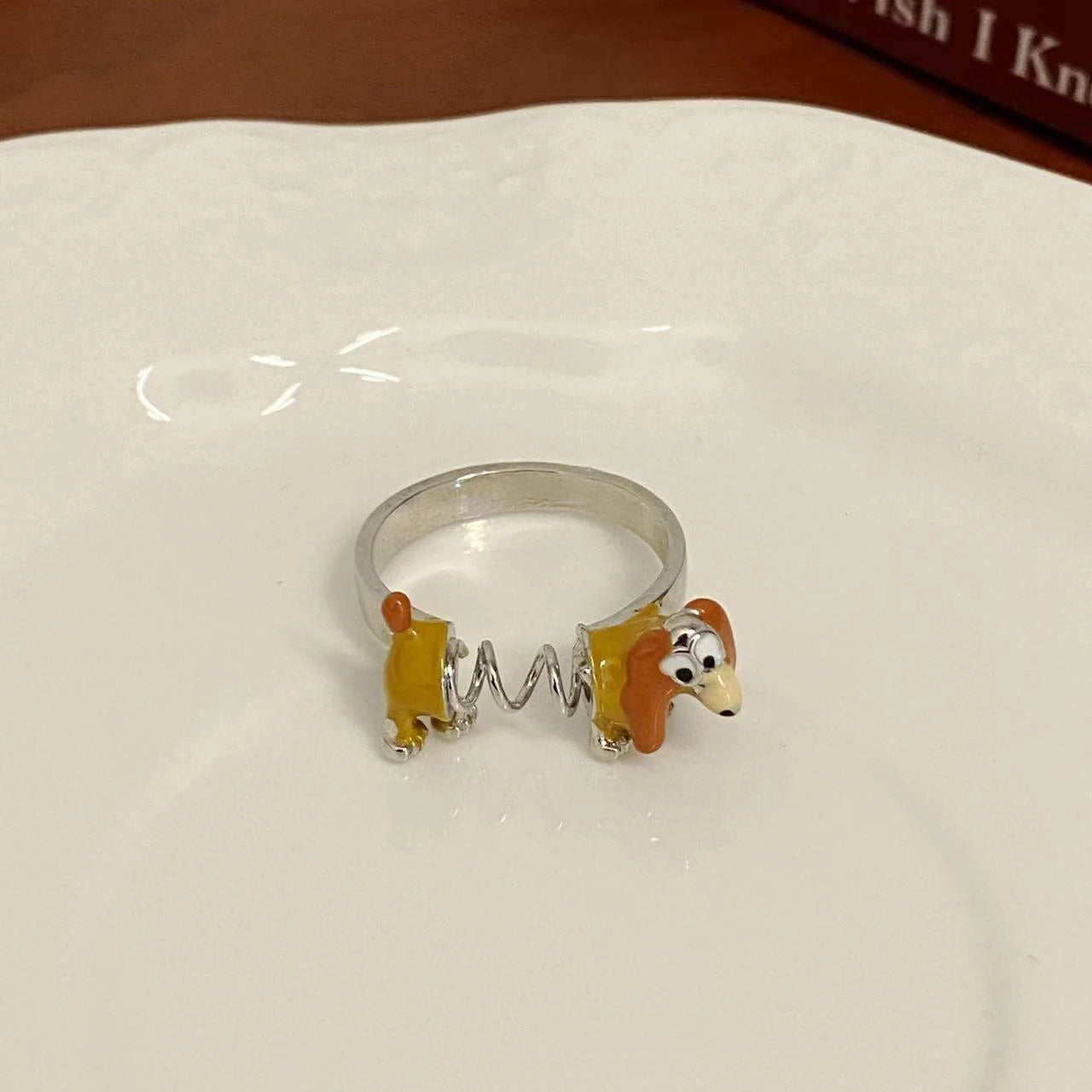 Cartoon Cute Spring Dog Ring Girls Adjustable Finger Ring