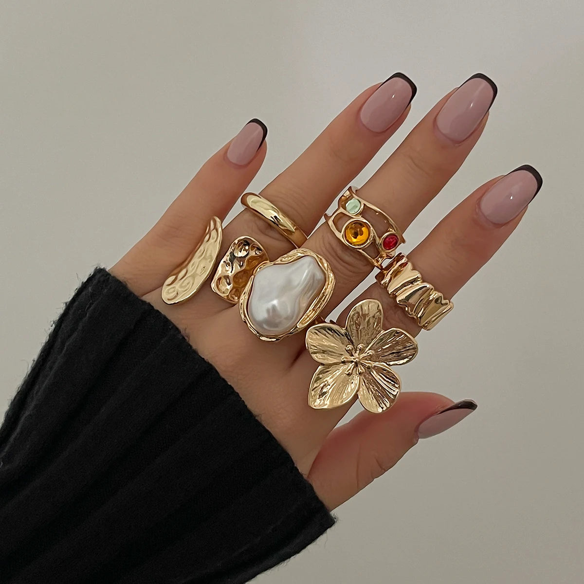 Baroque Flower Statement Rings