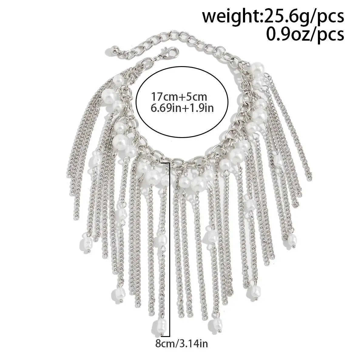 Pearl Metal Tassel Bracelet