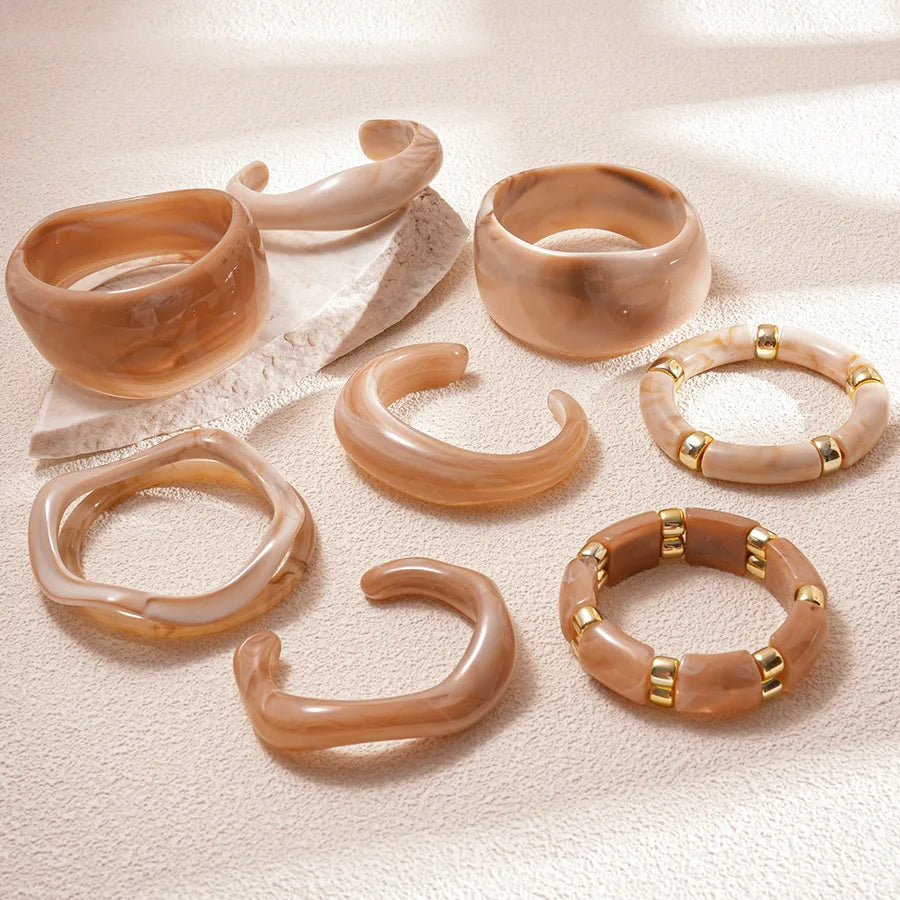 Beige Resin Cuff Bangle