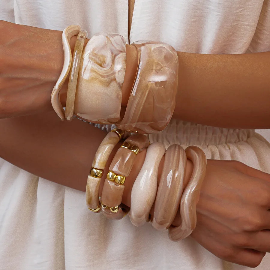 Beige Resin Cuff Bangle