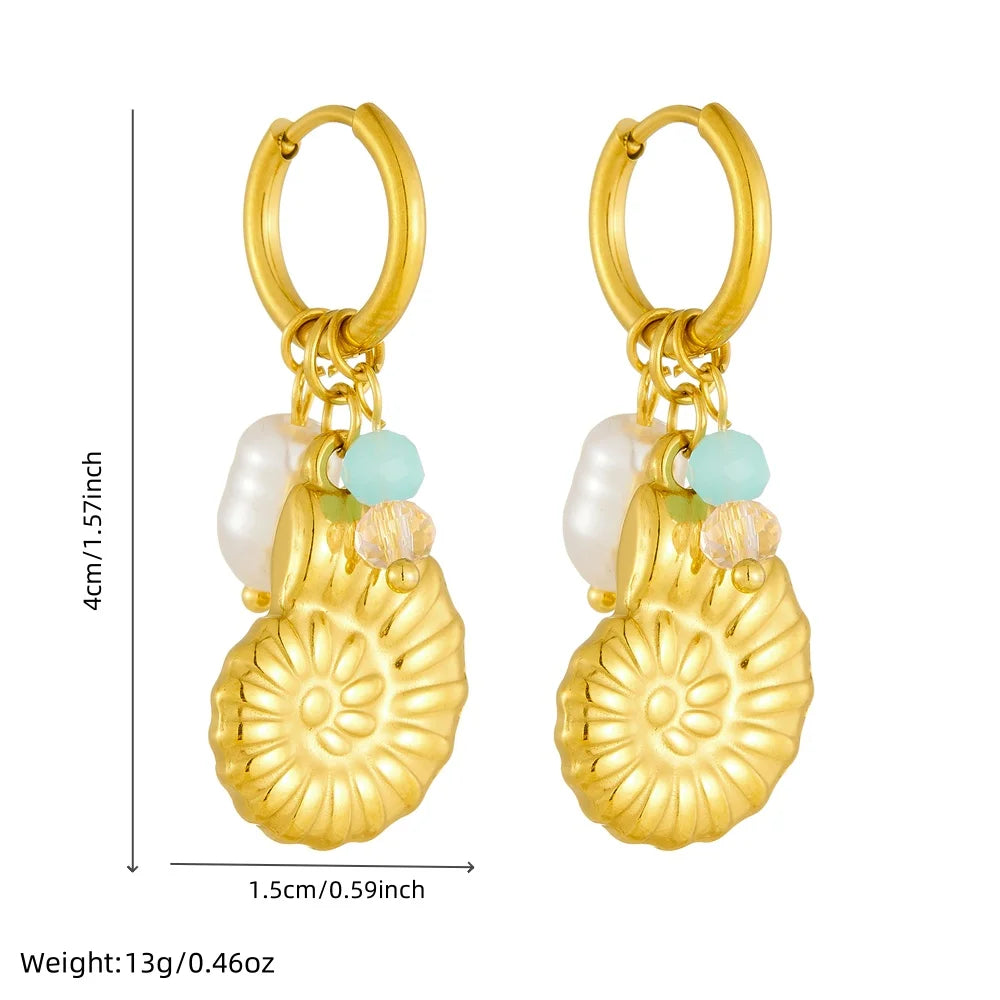 Golden Conch Pearl Earrings