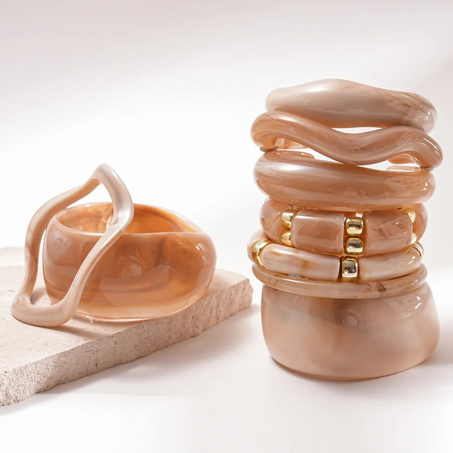 Beige Resin Cuff Bangle