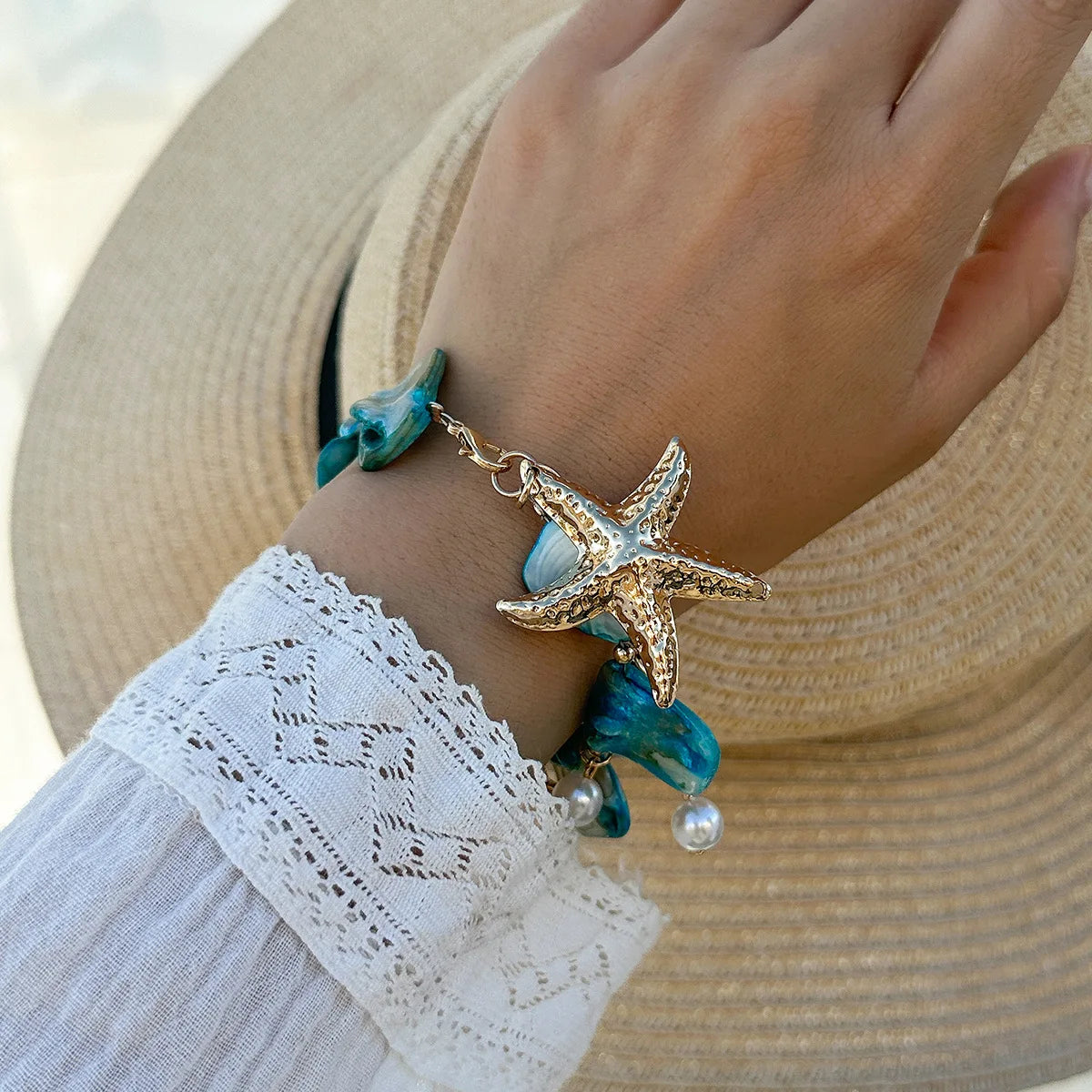 Starfish White Shell Conch Pendant Necklace