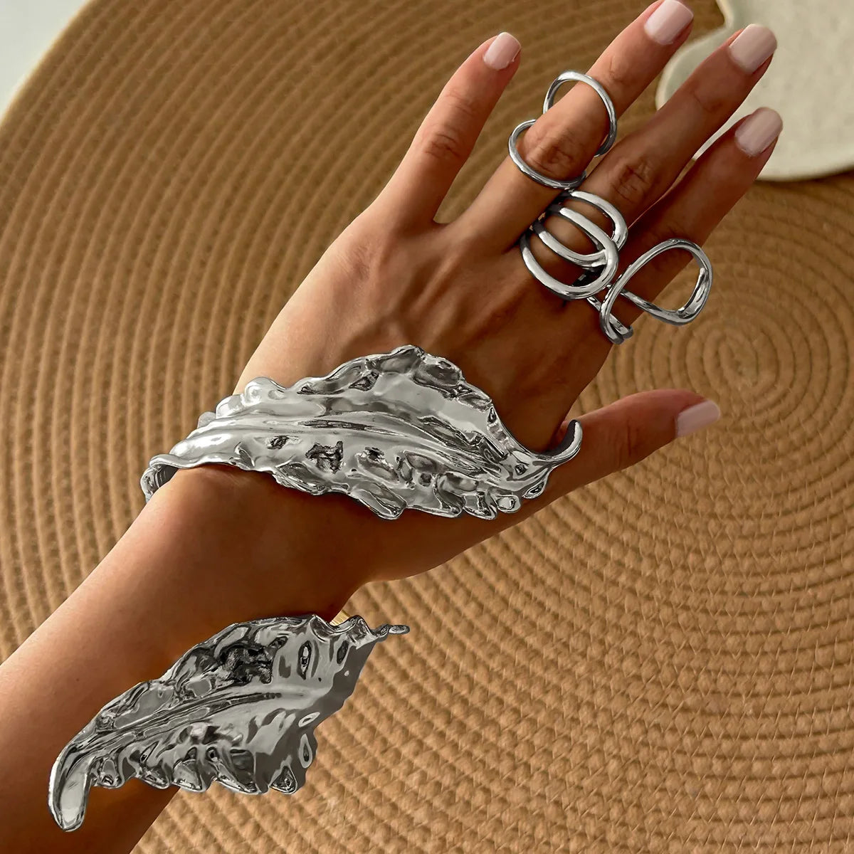 Leaf Geometry Open Bangle