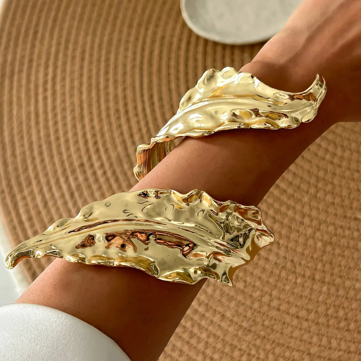 Leaf Geometry Open Bangle