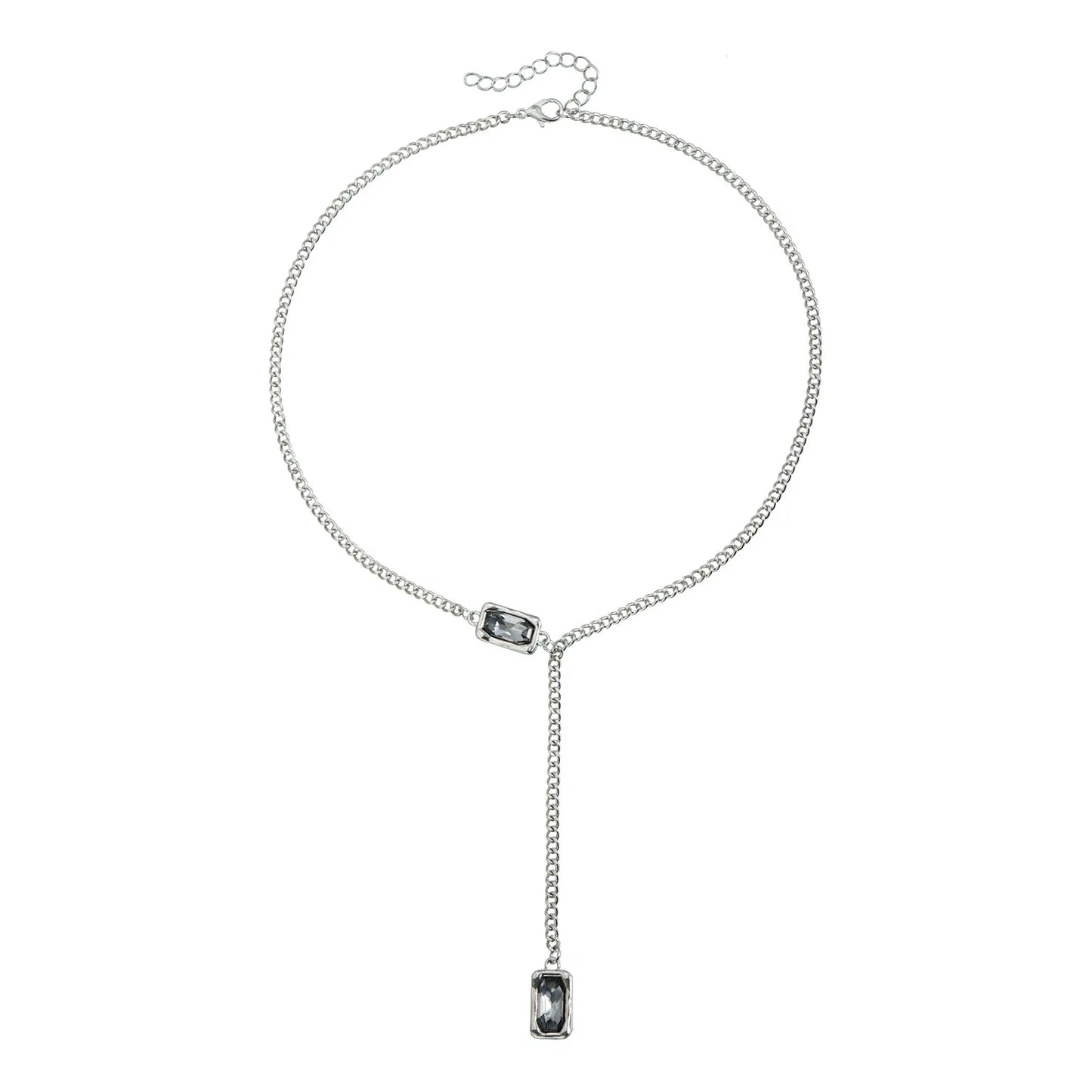 Geometric Square Diamond Y-shaped Necklace