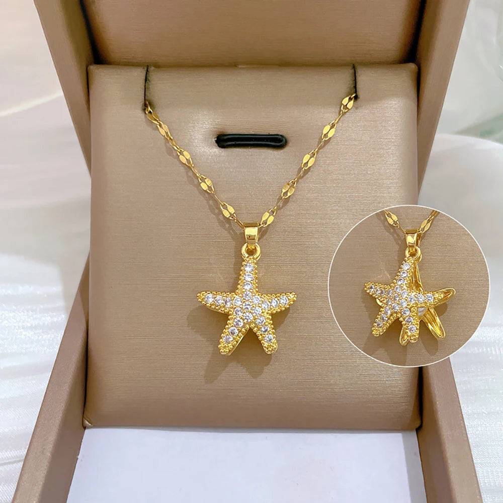 Starfish Pearl Pendant Necklace