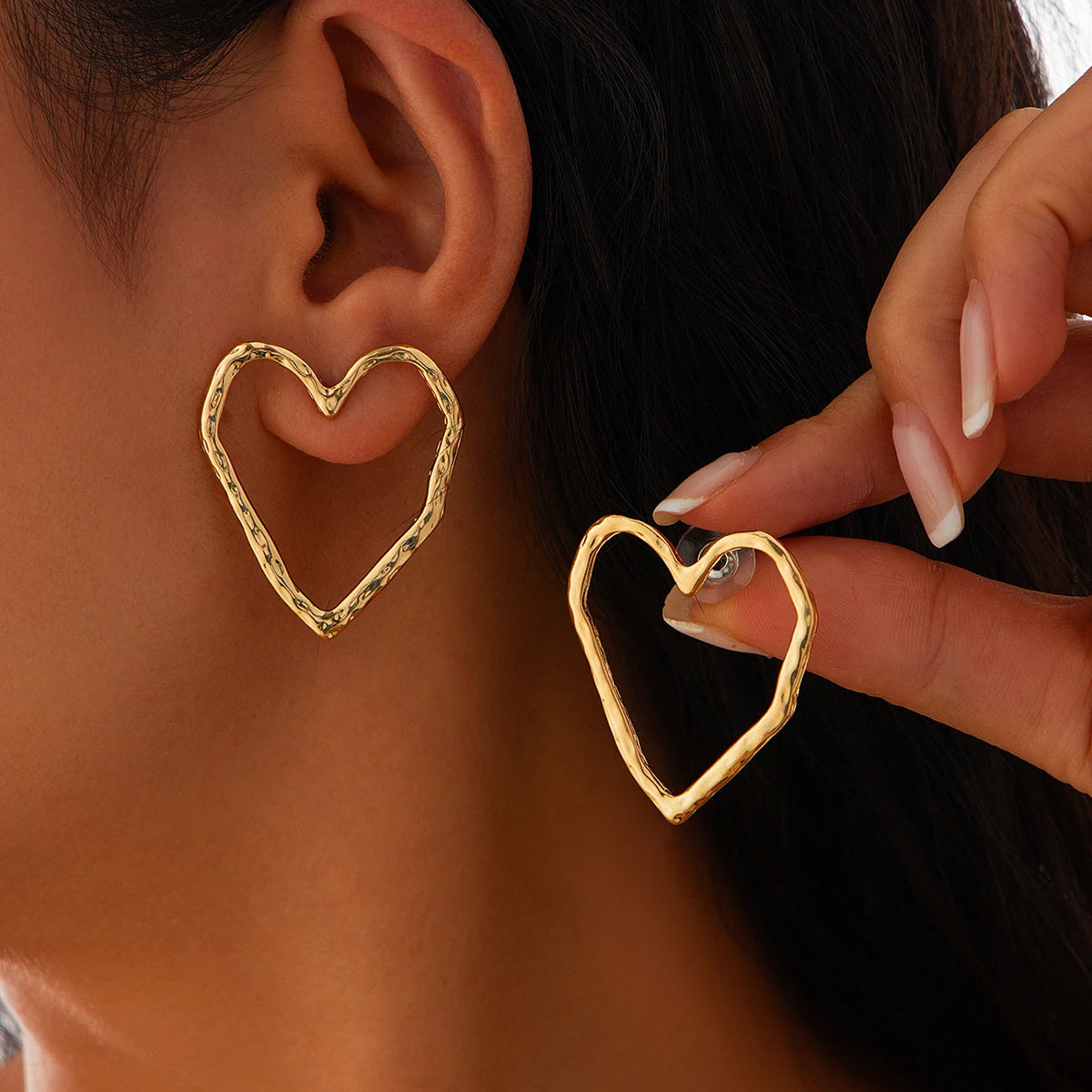 Hollow Heart Stud Earrings