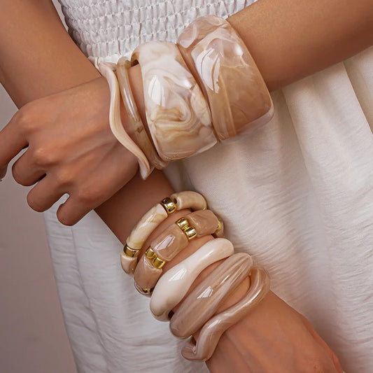 Beige Resin Cuff Bangle