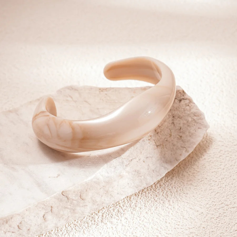 Beige Resin Cuff Bangle