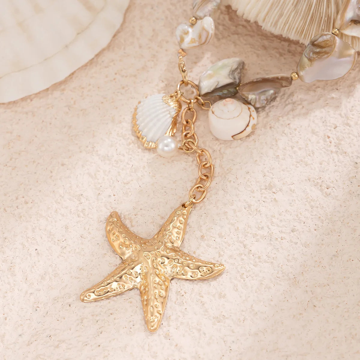 Starfish White Shell Conch Pendant Necklace