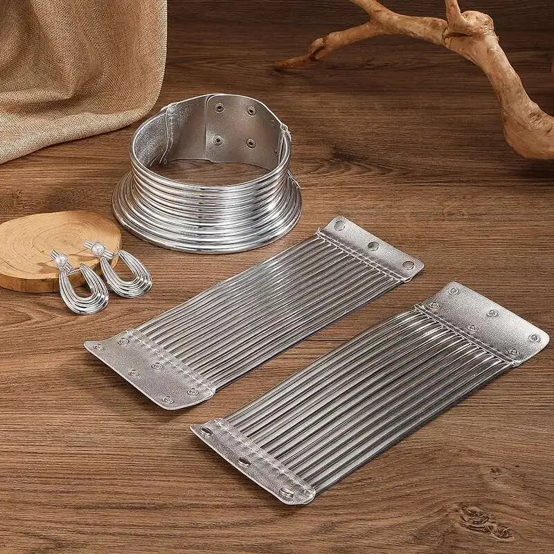 5pcs Trendy Golden Leather  Jewelry Set