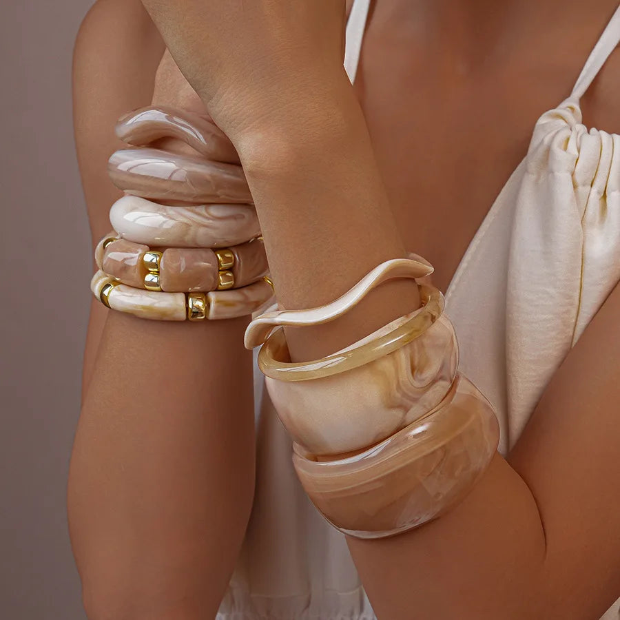 Beige Resin Cuff Bangle