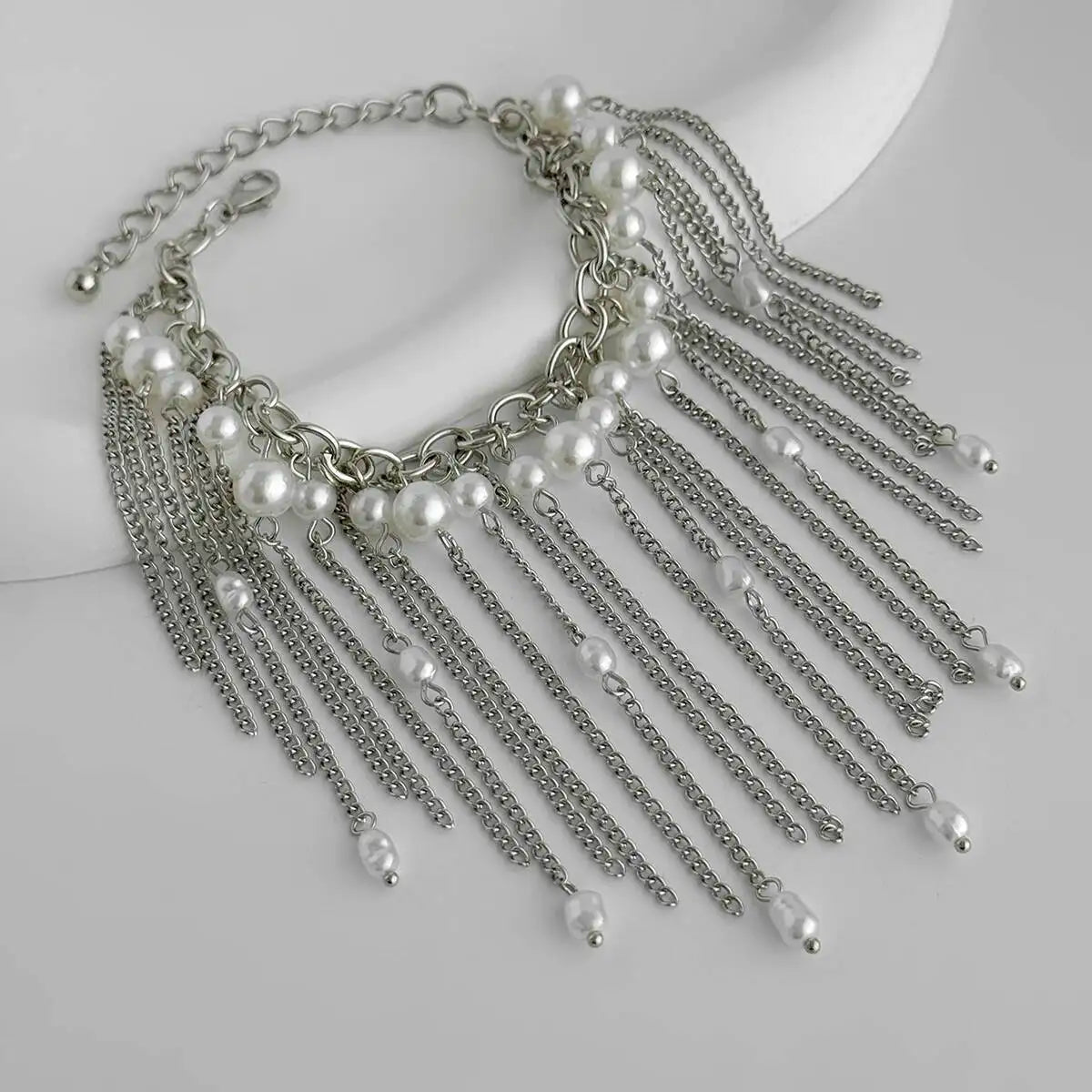 Pearl Metal Tassel Bracelet