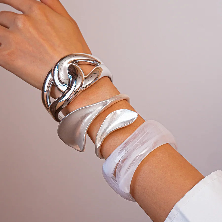 Geometric Resin Open Bangle