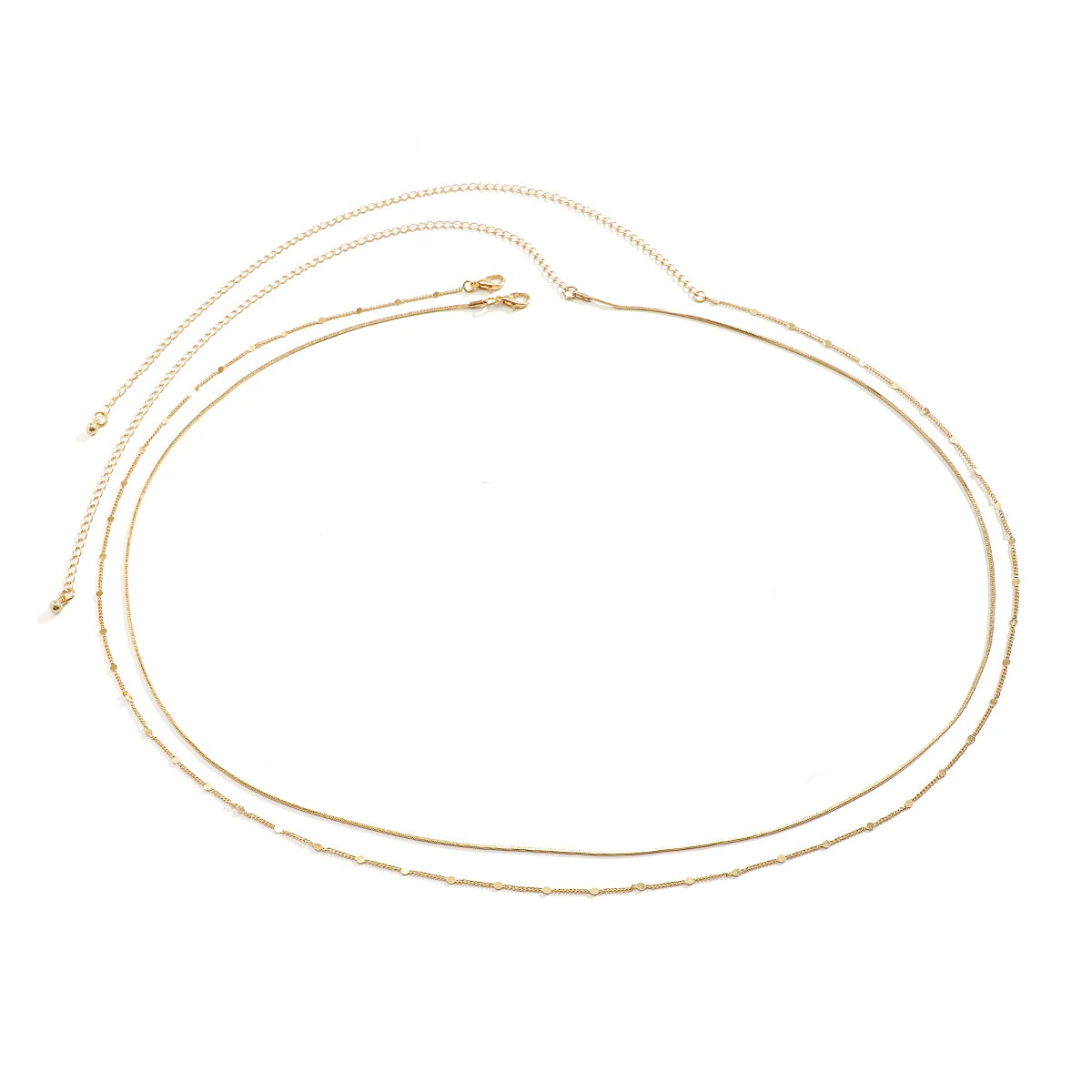 2Pcs/Set Simple Boho Smooth  Chain Waist Belt