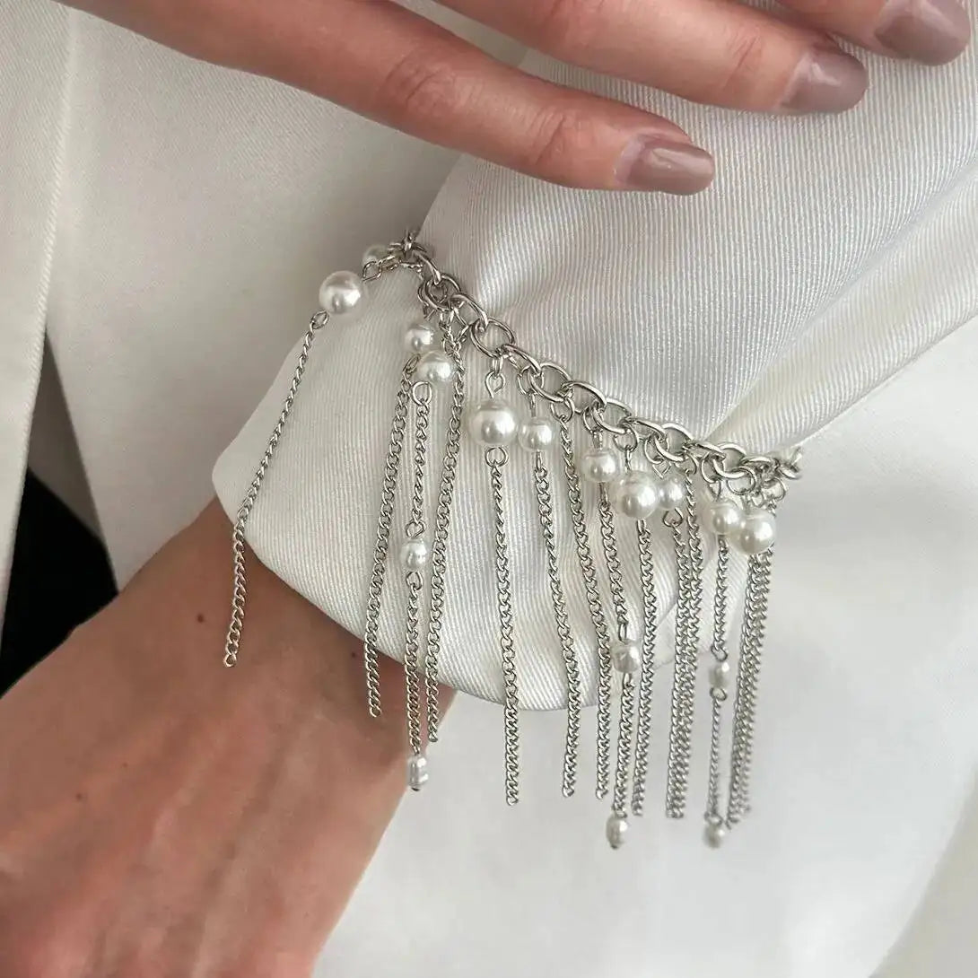 Pearl Metal Tassel Bracelet