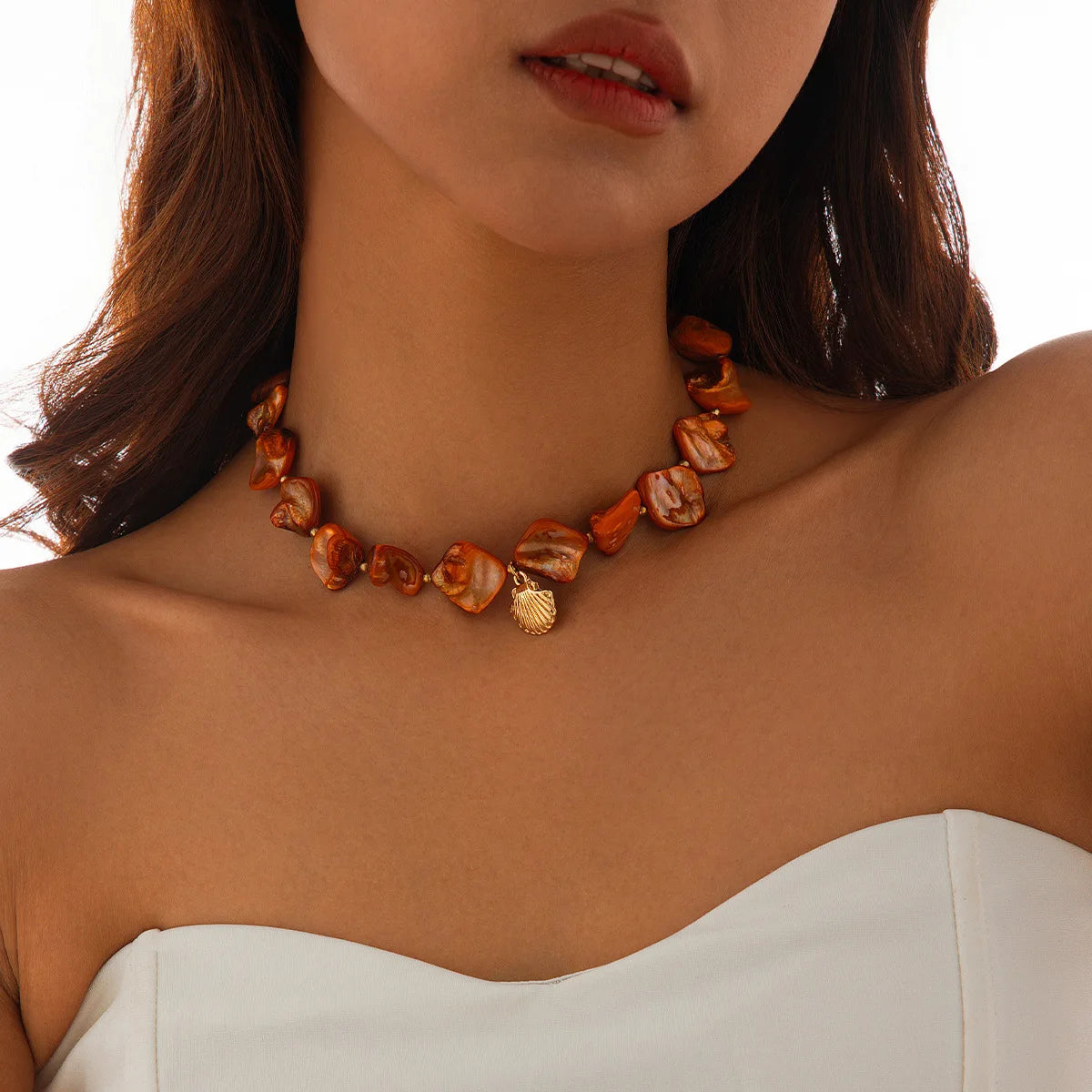 Starfish White Shell Conch Pendant Necklace