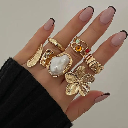 Baroque Flower Statement Rings