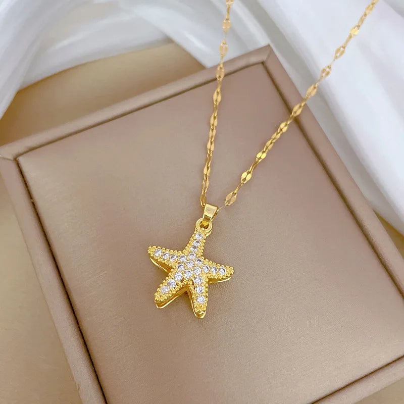 Starfish Pearl Pendant Necklace
