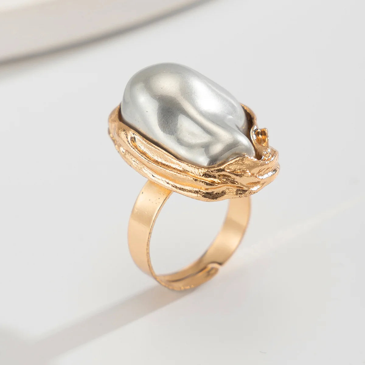Baroque Pearl Adjustable Gold Ring